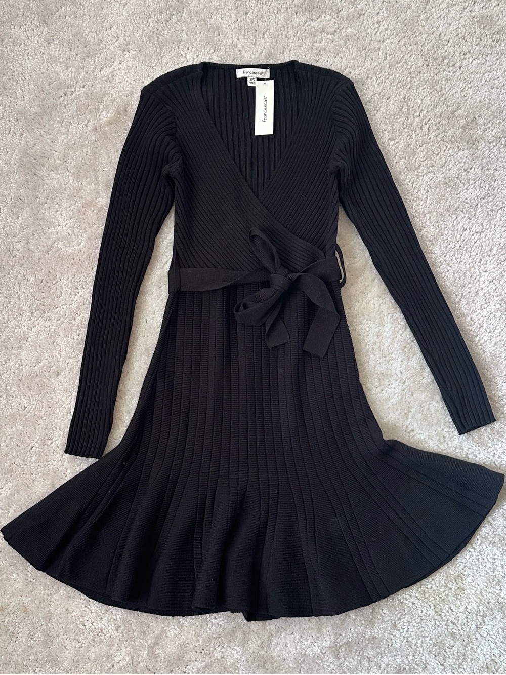 Francesca's - Ribbed Wrap Knit Dress
